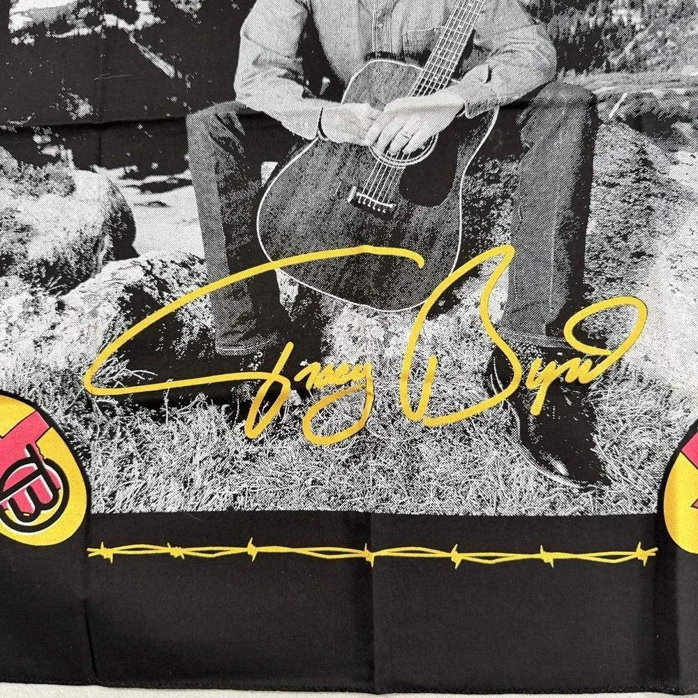 Vintage Tracy Byrd Country Music Black Graphic Texas Bandana Scarf 21